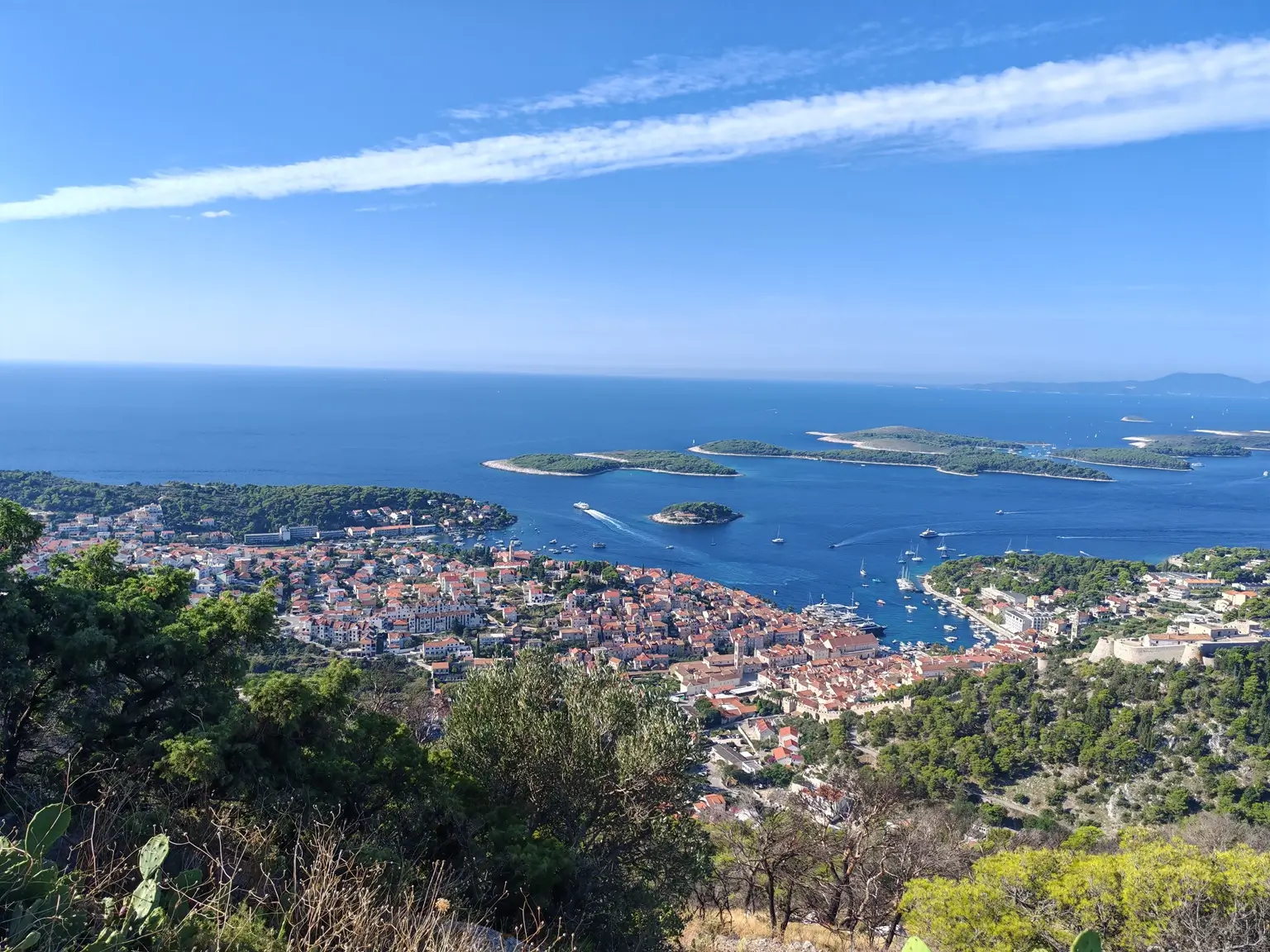 The Town of Hvar and Paklinski Islands View from Napoleon Fortress Hill