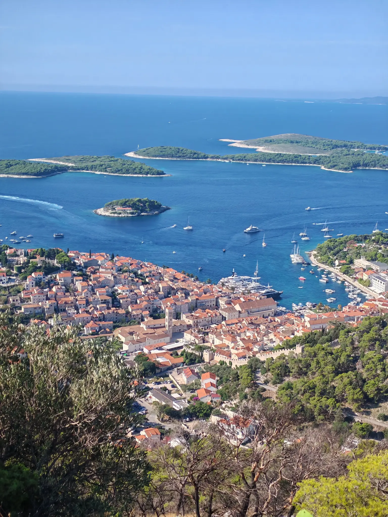 The Town of Hvar and Paklinski Islands View from Napoleon Fortress Hill 